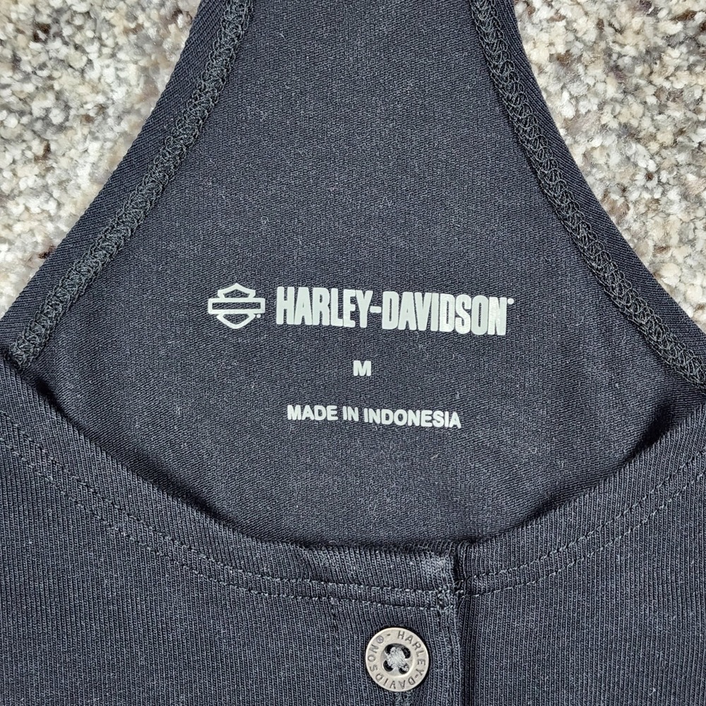 Harley-Davidson Black Racerback Henley Tank Top - Picture 4 of 15